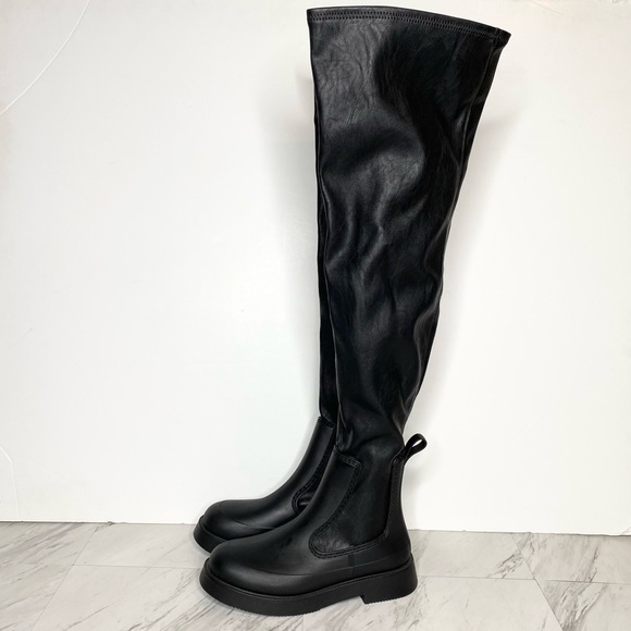 Jeffrey Campbell Black Over The Knee Boot 8 - Picture 1 of 15